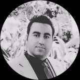 Small black and white photo in a round frame of Mr. Milad Radan, CEO of Lebefa Company