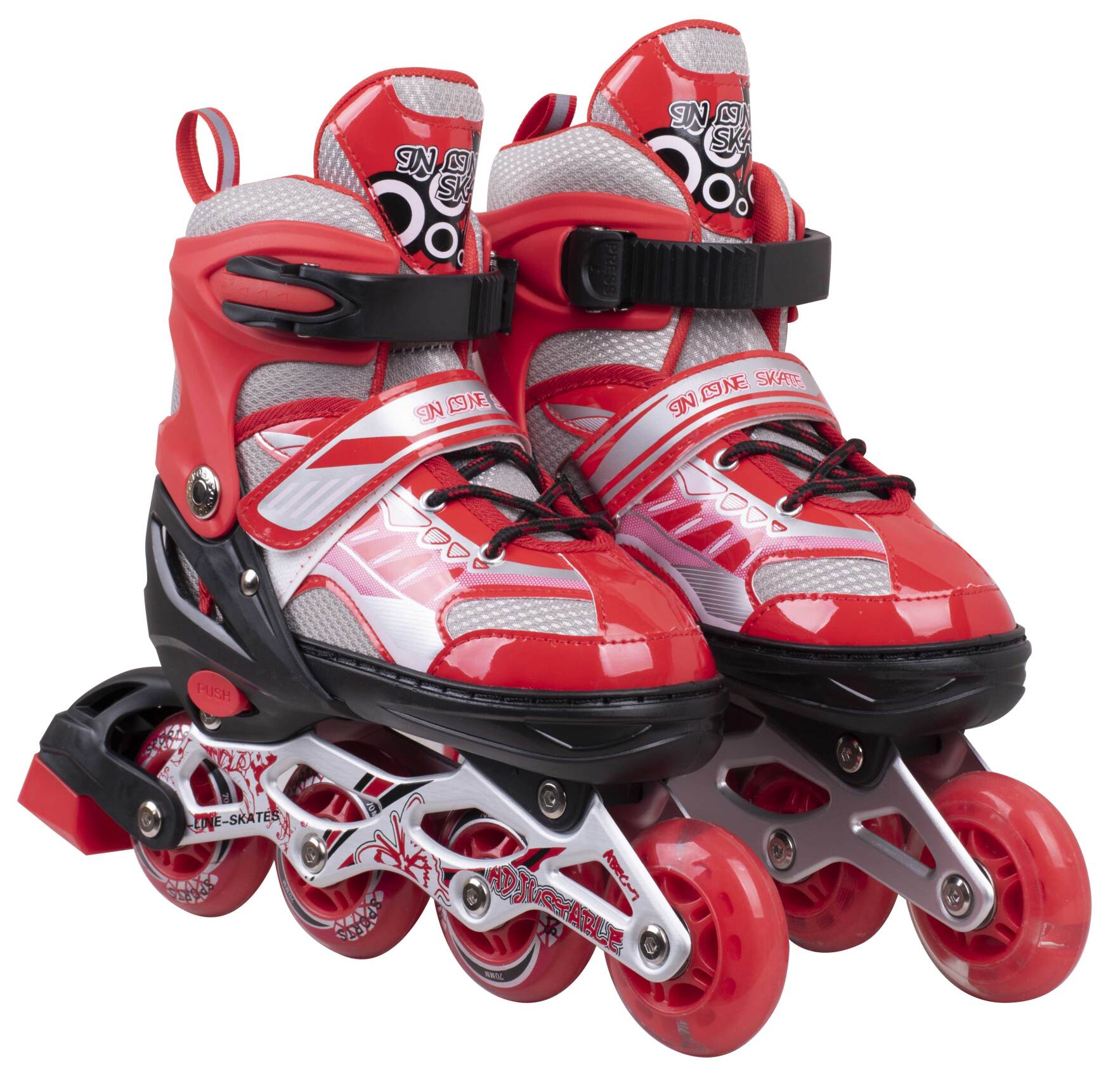  کفش اسکیت چهار چرخ لبفا قرمز تمام ژل از نمای رو به رو مناسب ورزش و تفریح 